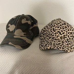 Camo and leopard print hat